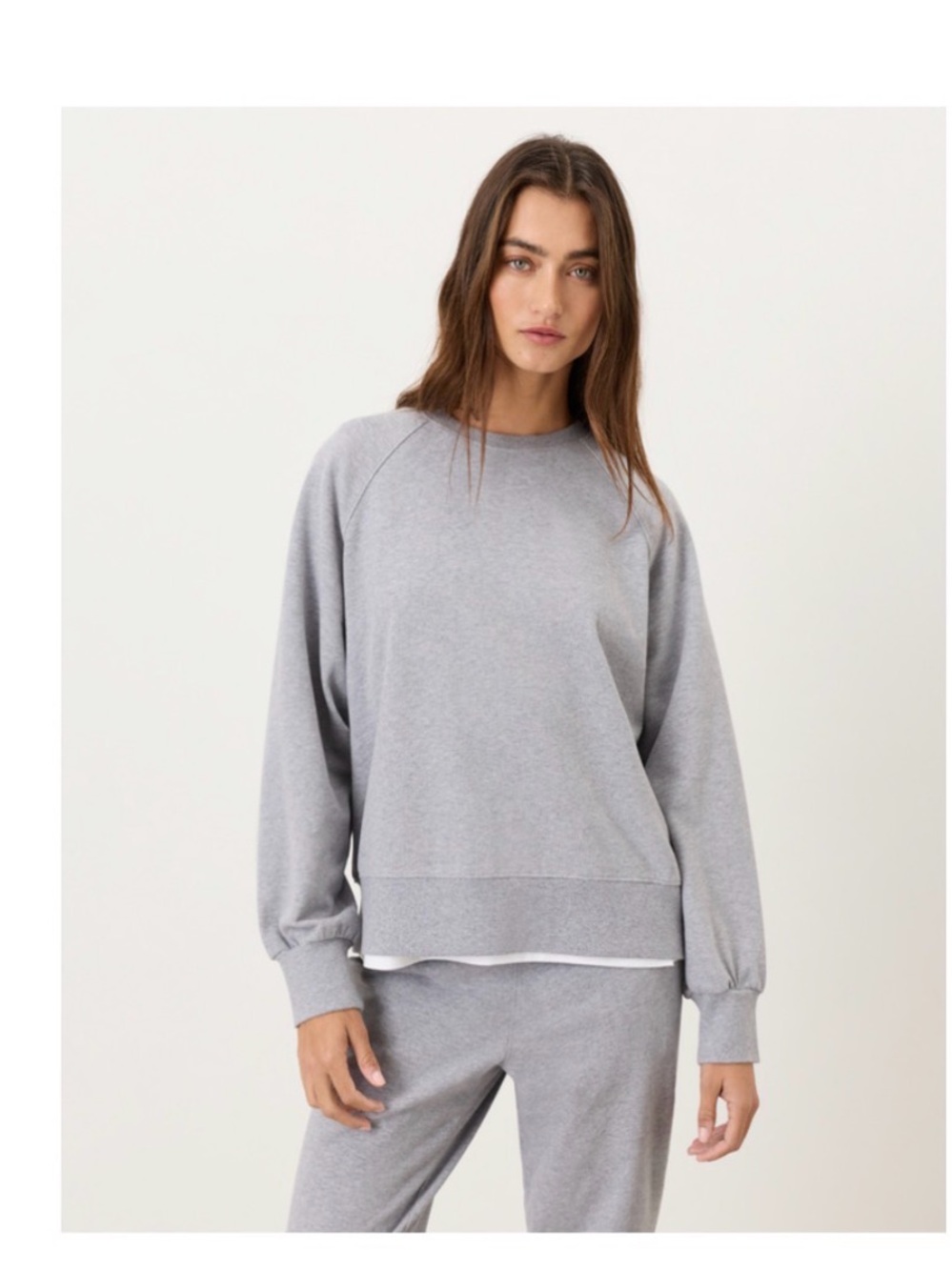 Women's Heather Grey CloudKnit Raglan Crew L